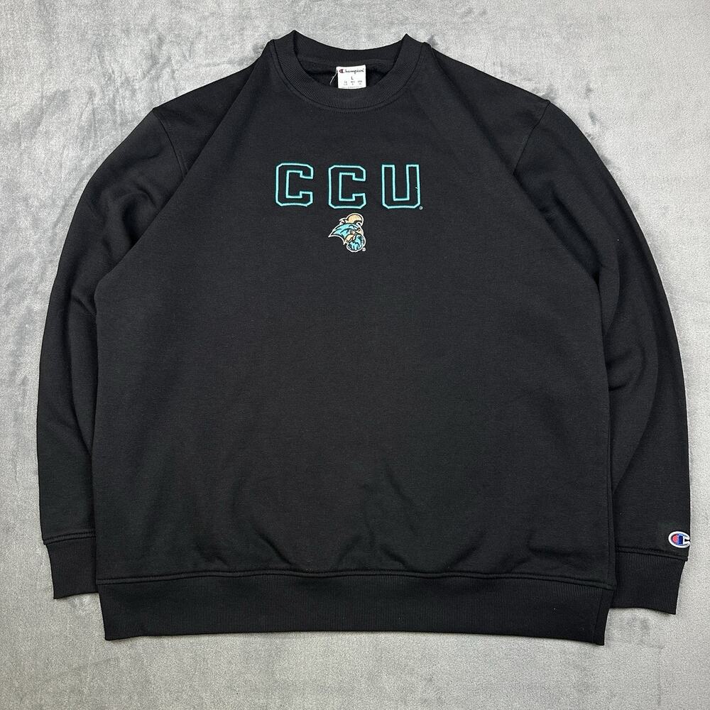 Champion Coastal Carolina Sweatshirt Men's Large Black Embroidered Pullover CCU